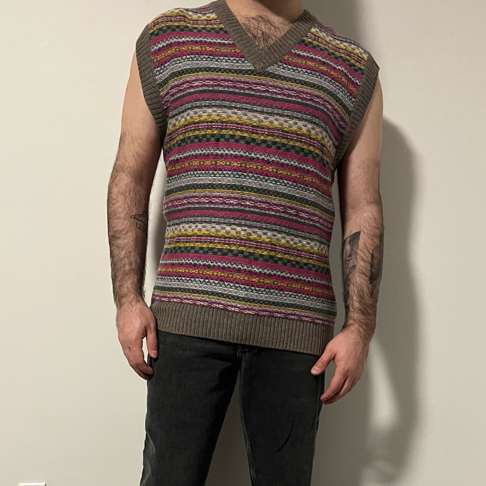 Brand New Zara Multicolor Striped Men's Sweater Vest Size L-XL